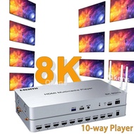 H.265 8K 60Hz HDMI Media Player 10 Way Muitimedia Box USB 3.0 Video Player Andriod 10.0 2K 4K HDMI W