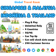 SINGAPORE MALAYSIA INDONESIA THAILAND Data SIM Card【1GB-Unlimited Daily】【4 Countries】【1day - 30days】