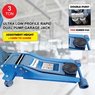 3 Ton Ultra Low Profile Horizontal Hydraulic Floor Jack Heavy Duty Rapid Dual Pump Garage Vehicle Ja
