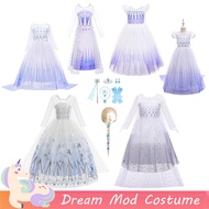 Frozen 2 Elsa Costume Cosplay White Dress For Baby Girl Blue Purple Princess Halloween Christmas Outfit Gown For Kids Set