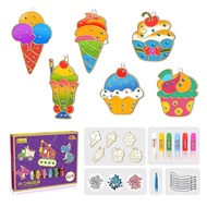 纽奇（Nukied）儿童女孩玩具免烤胶画3-6岁手工制作DIY材料钻石创意生日礼物 甜品【6挂件+6珠链+3色闪钻】