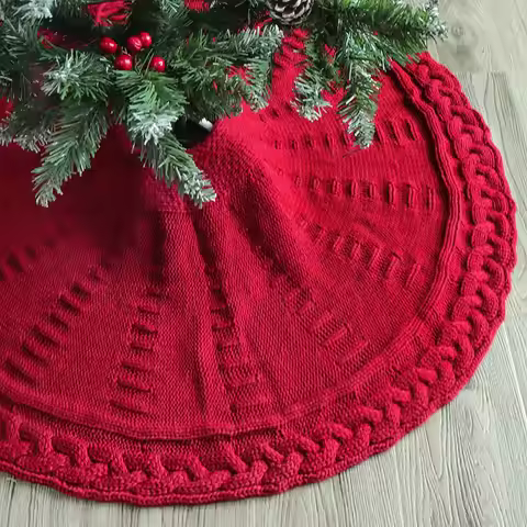 2025 New Christmas Tree Skirt Knitted Tree Skirt Apron Christmas Tree Decorations Christmas Gifts Ho