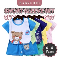 Pakaian Budak Set Lengan Pendek Baby Toddler Kids Short Sleeve Clothing Set 3 Months - 6 Years