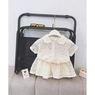 X31 Set bộ bé gái Set áo lưới kèm chân váy xoè cho bé gái đi du lịch đi biển