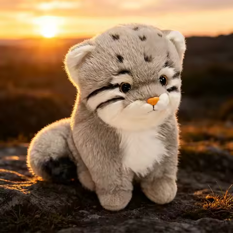 15cm Kawai Pallas's Cat Plushie Exquisite Simulated Animals Snow Leopard Toys Skin-friendly Companio