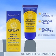 Enjoy Skin Tinted sunscreen lotion SPF50 Women's summer sun protection