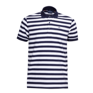 ARROW STRIPED POLO เสื้อโปโล ผ้าลายทาง สีขาวกรม ทรง Smart MPCM219-NV