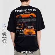 997 GT3 RS Orange Racing Round Neck T-Shirt Men's 100% Cotton Premium Oversize Short Sleeves Tee for
