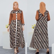 SERAGAM GAMIS BATIK KOMBINASI POLOS TOYOBO MERYAM