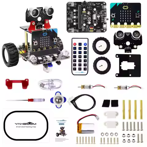Yahboom Microbit Smart Robot Car DIY Electronic Kit Support MakeCode Programming for STEM Education 