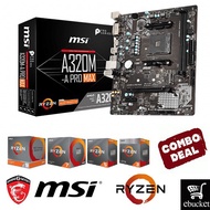 MSI A320M-A PRO MAX mATX AMD Motherboard + AMD RYZEN CPU COMBO