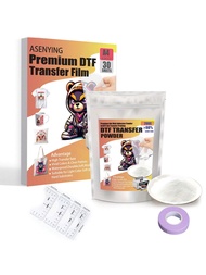 DTF Transfer Film And Powder Starter Set, Contains 30 Sheets A4 11.7*8.3in DTF Film, 200G/7.05 Oz Ho