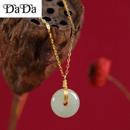 Hetian jade flat buckle opal pendant necklace womens wedding jewelry girlfriend gift