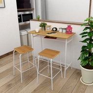 [特價]《C&amp;B》印塔實用工業風吧檯桌椅組(一桌+二椅)原木色