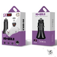️‍ 「BLACK」PD18W CAR CHARGER USB-TYPE-C INTERFACE PD18W + QC3.0