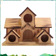 Hanging Bird House Hanging Wooden Bird House for Outside 6 Hole Wooden Bird House Courtyard Backyard