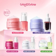 Glad2Glow 2 In 1 Basic Skincare Set Brightening Glowing/Repair/Anti Acne/Aging/Dark spot moisturizer