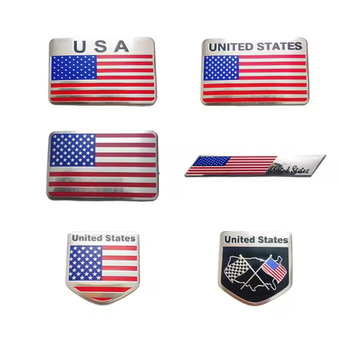 Car Sticker of the American Flag, Aluminum US Flag Rear Tail Sticker, American Flag Automobile Fende