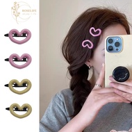 Roselife Korean Pink Hollow Heart Hair Bang Clips for Women Kids Fashion Hairpin Bobby Pin Hair Styling Accessories 1PC