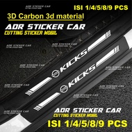 9PCS 3D carbon Sill Plate sticker for nissan Kicks car, 3D carbon sticker, kicks car footrest protec