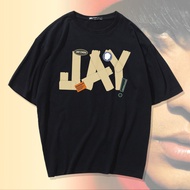 Jay Chou jay Stitching Songs Lyrics Album Short-Sleeved t-Shirt Boyfriend Style Pure Cotton Trendy Top Clothes 5.31