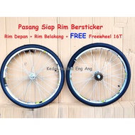20x1.35 FREE FREEWHEEL , PASANG SIAP rim - rim 20"  ber sticker basikal , tayar 20x1.35 . Terus pasa