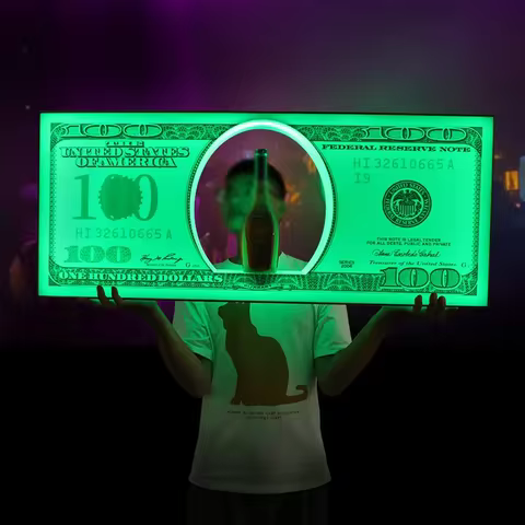Nightclub Bar LED Glowing US Dollar Messages Board Sign Liquor VIP Wine Bottle Display Holder Stand 