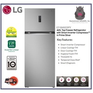 LG GT-B4603PY 2 Door 461L Top Freezer Refrigerator with Smart Inverter Compressor™ in Prime Silver