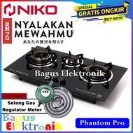 Kompor Gas 3 Tungku NIKO Reflection Phantom Pro Phantom Gas Stove Niko Kompor Gas Tanam 3 Tungku Kaca - Reflection Pro Phantom Black