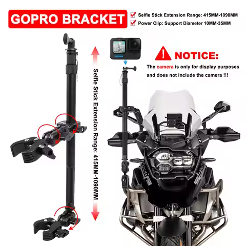 Motorcycle Panoramic Selfie Stick Stable Scalable Gopro Driving Recorder Camera Holder Bracket Unive