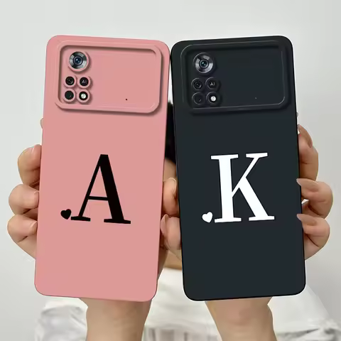 For Xiaomi Poco X4 Pro 5G Case Poco X4 Pro 5G Cover 2201116PG Cute Initial Letters Phone Case Poco x