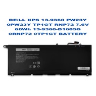 DE/LL XPS 13-9360 PW23Y 0PW23Y TP1GT RNP72 7.6V 60Wh 13-9360-D1605G 0RNP72 0TP1GT BATTERY