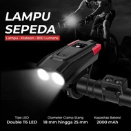 COD NEWBOLER Lampu Klakson Sepeda Bike Light T6 LED 800 / lampu sepeda depan cas super terang 1 set