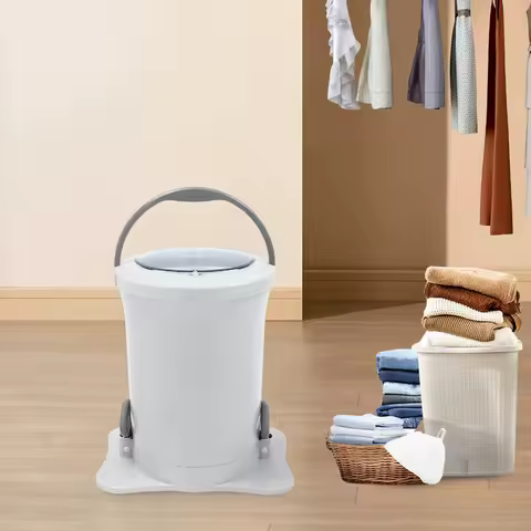 12L Manual Dehydrator Portable Foot Pedal Washing Machine Lightweight Manual Draw Cord Spin Dryer fo
