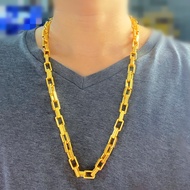 new Luxurious 9999 24K real gold 10m necklace gold Great Wall pattern necklace domineering mens fash