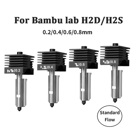 H2D H2S H2C Hotend High Quality For Bambu Lab H2D H2S H2C Nozzle 0.2/0.4/0.6/0.8mm Hotend Kit harden