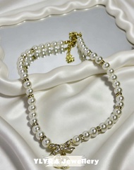 Diamond Bow Pearl Necklace 满钻蝴蝶结珍珠项链