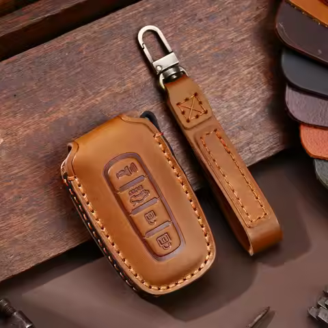 Leather Car Key Case Cover for Hyundai Genesis IX35 Sonata 8 Elantra Kia K2 K5 Sportage Forte Soul R