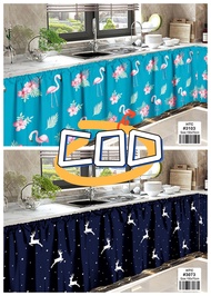 asul na kulay lababo kitchen curtain Half cotton material Perfectly compatible with sink curtains. W