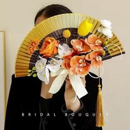 New Chinese Bridal Photo Props Gradient Folding Fan Holding Flower Fan