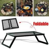 Foldable Table Foldable Steel Outdoor Steel Portable Folding Campfire Grill Grate For Cooking BBQ Grill Rack Heavy Duty Camping Barbecue Accessories Camping