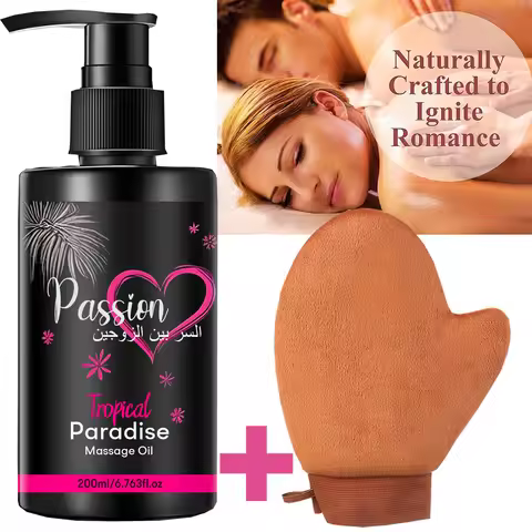 6.76 OZ Passion Sensual Jojoba Oil Natural Body Massage Oil for Couples Relaxing Perfect Glide & Smo