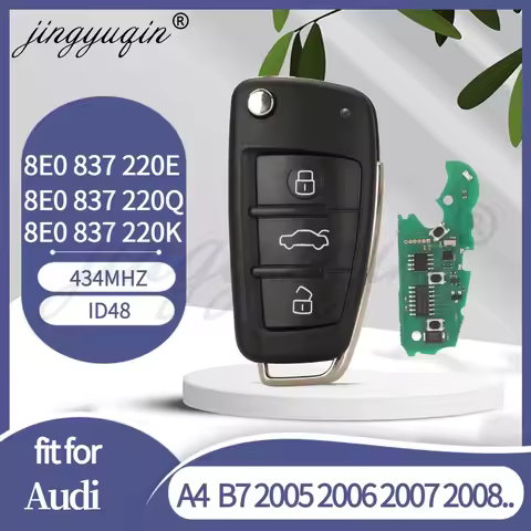jingyuqin 8E0 837 220E /8E0 837 220Q / 8E0 837 220K 433Mhz ID48 Chip Flip Car Remote Key For Audi A4