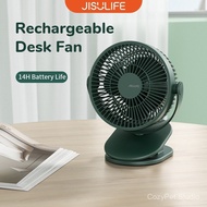 [Upgrade Your Style] Jisulife Desk Clip Fan Rechargeable Small Table Fan 4 Speed Modes Strong Wind 4