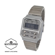 [Watchspree] Casio Vintage Style Digital Stainless Steel Band Watch A100WE-7B