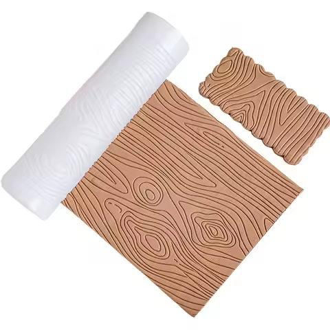 Soft Ceramic Tree Texture Roller Wooden Pile Annual Ring Texture Clay Rolling Roller DIY Earrings Je