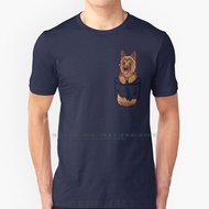 Pocket Cute German Shepherd Alsatian Dog T Shirt 100% Pure Cotton German Shepherd German Shepard She