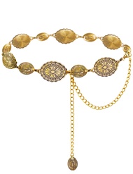 Western Metal Concho Belt for Women Cowgirl Chain Belts for Dresses Jeans Country Concert Outfit