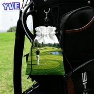 YVE Drawstring Golf Tee Bag, Waist Pouch Portable Golf Valuables Pouch, Professional PU Leather Wate