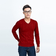 Áo len nam dài tay cổ tim màu đỏ đô NOVELTY 180568I